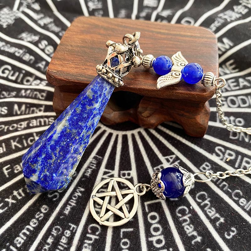 Olivenorma Lapis Lazuli Crystal Crown Wings Pendulum - image 2