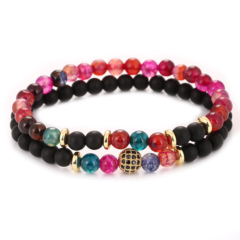 Olivenorma Natural Crystal Two Layer Beaded Men Bracelet - Tourmaline&Black Onyx - image 29