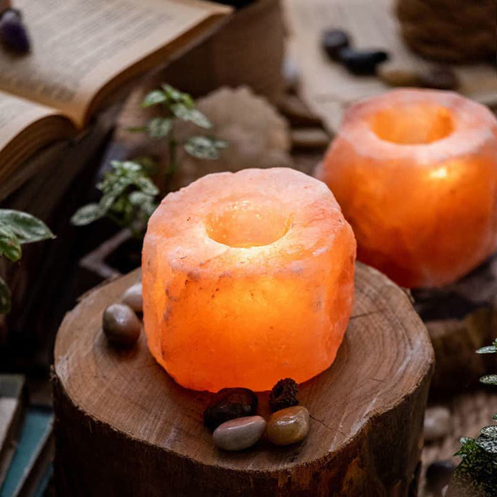 Olivenorma Romantic Hand Carved Candle Holder Himalayan Pink Salt Lamp - Candle Light - image 0