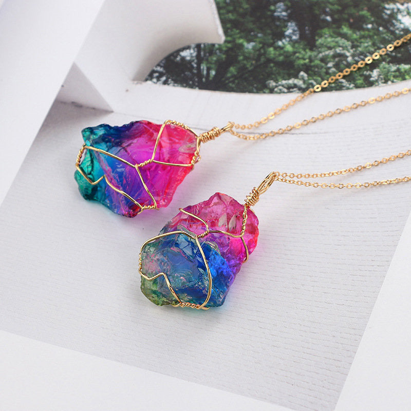 Olivenorma Vintage Fluorite Gemstone Necklace - image 1