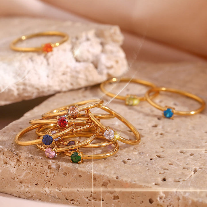 Olivenorma Simple Birthstone Stainless Steel Plated 18k Ring - image 36