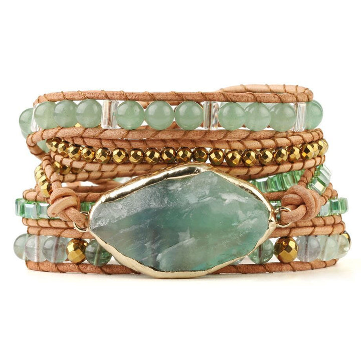 Olivenorma Green Fluorite Accessories Prehnite Beaded Braided Bracelet - Green Fluorite&Prehnite - image 0