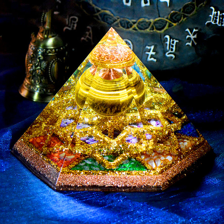 Olivenorma Holy Light-Hexahedral Tiger Eye Crystal Tower Orgone Pyramid - image 1