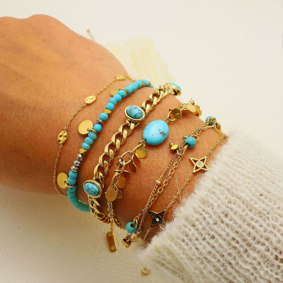 Olivenorma Natural Turquoise Star Stacking Bracelet Set - image 0