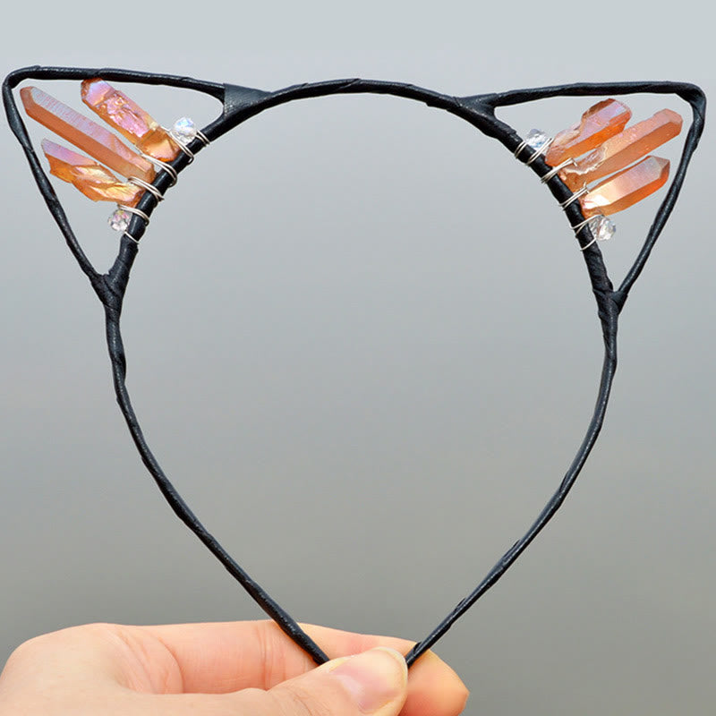 Olivenorma Electroplating Crystal Cat Ears Headband - Sun Stone - image 23