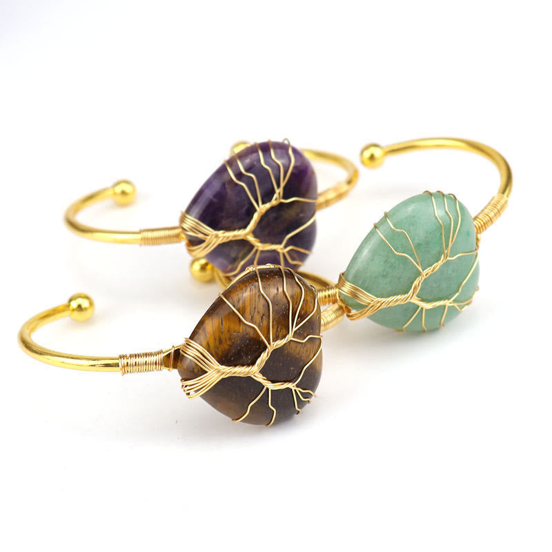 Olivenorma Gold Copper Wire Wrapped Natural Heart Shape Crystal Bracelet - image 23