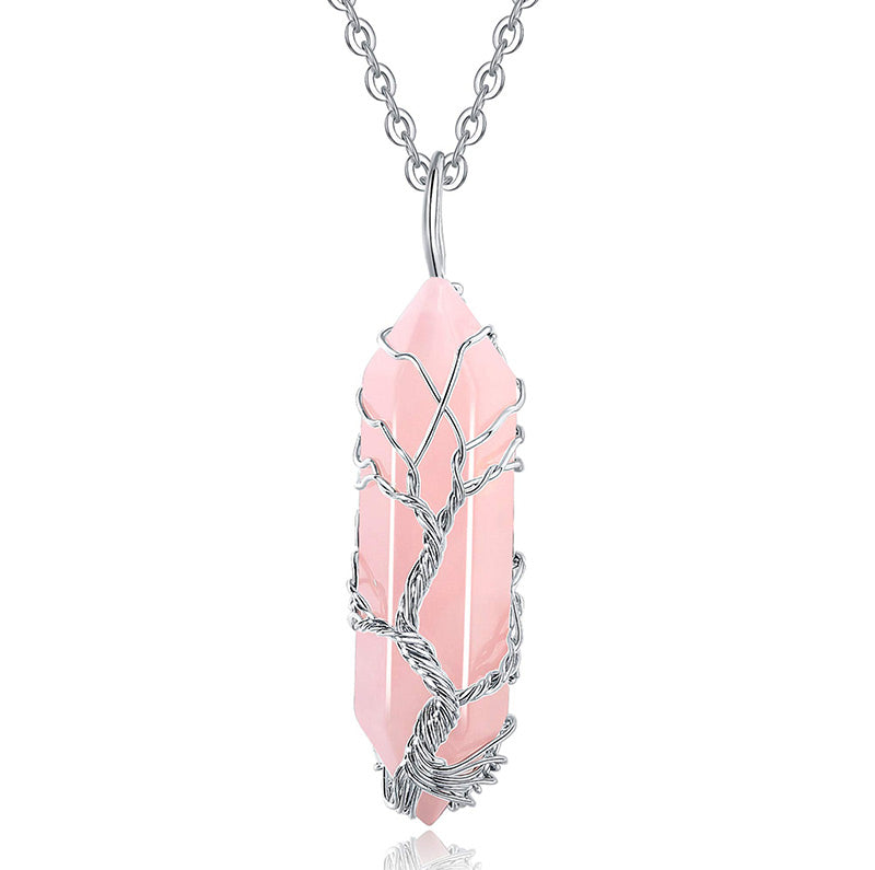 Olivenorma Crystal With Tree Of Life Gemstone Necklace - Rose Quartz - image 5