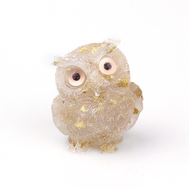 Olivenorma Natural Crystal Owl Gemstone Decoration - Rose Quartz+Foil - 2.28''(L) * 1.89''(W) * 1.53''(H) - image 17