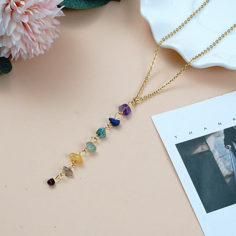Olivenorma Natural Stone Chakra Tassel Pendant Necklace - image 1