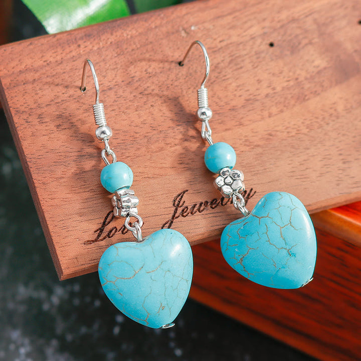Olivenorma Turquoise Heart Drop Earrings - image 2