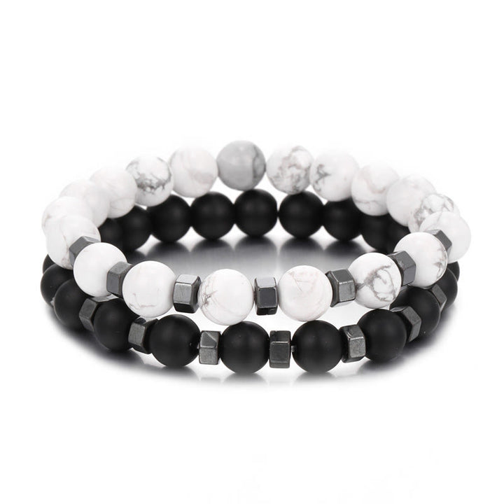 Olivenorma Lava Stone Mens Stretch Set Bracelet - White Turquoise&Black Onyx&Hematite - image 6