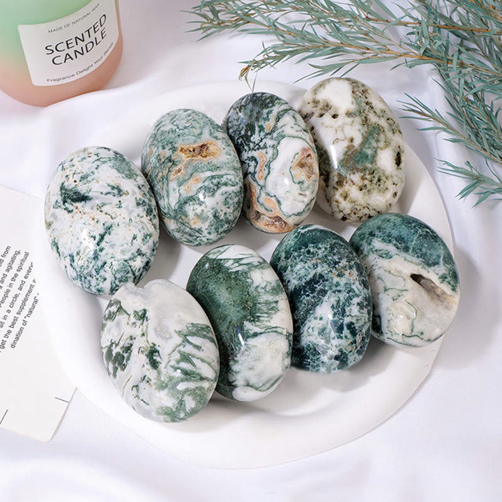 Olivenorma Moss Agate Hot Compress Beauty Massage Natural Stone - image 4
