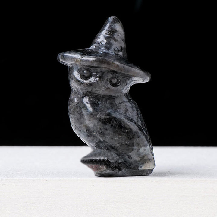 Olivenorma Halloween Crystal Owl Carving Gemstone Decoration - Black Amphibole - image 11