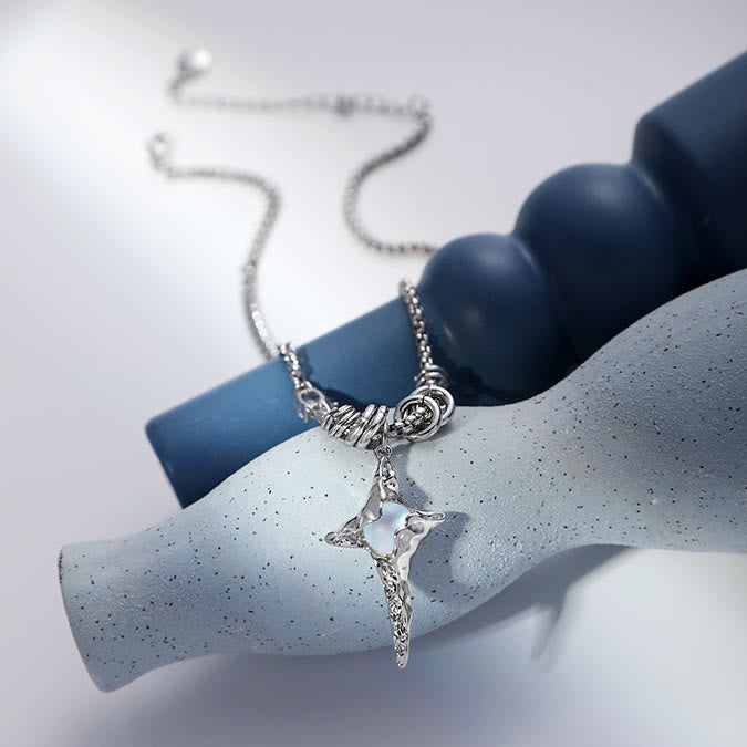 Olivenorma Moonstone Pleated Star Pendant Alloy Necklace - Moonstone - image 0