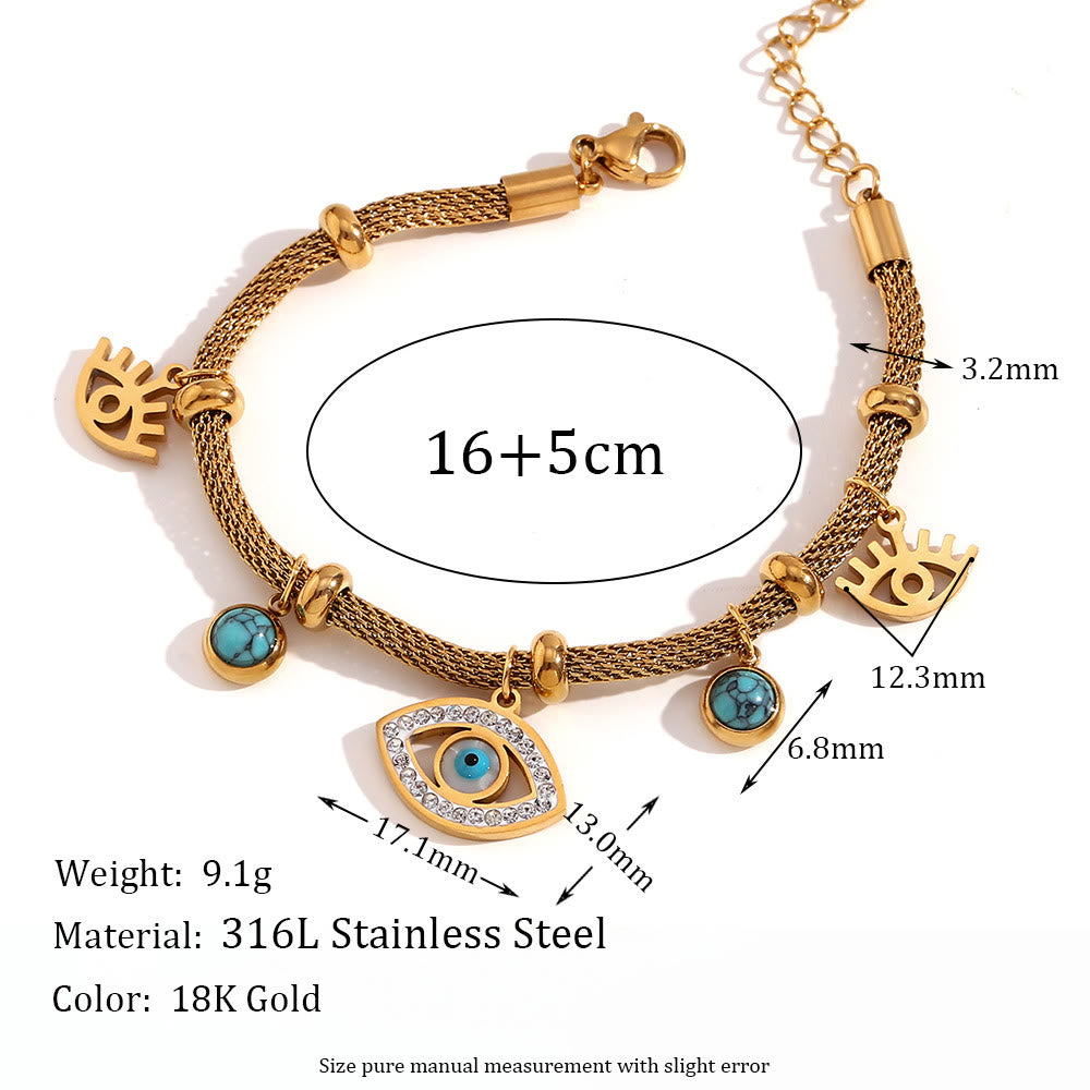 Olivenorma Turquoise White Zircon Evil Eye Thick Chain Necklace - image 7