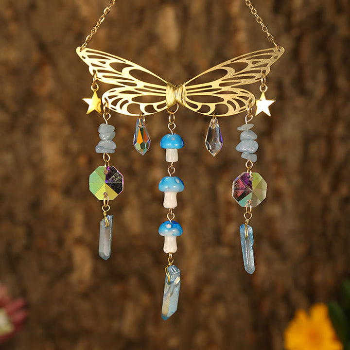 Olivenorma Crystal Butterfly Wings Sunshine Catcher Wind Chime - Golden Butterfly - Aquamarine - image 28
