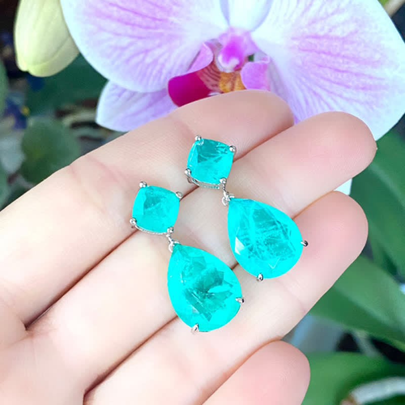 Paraiba Tourmaline Water Drop Eearrings - image 3