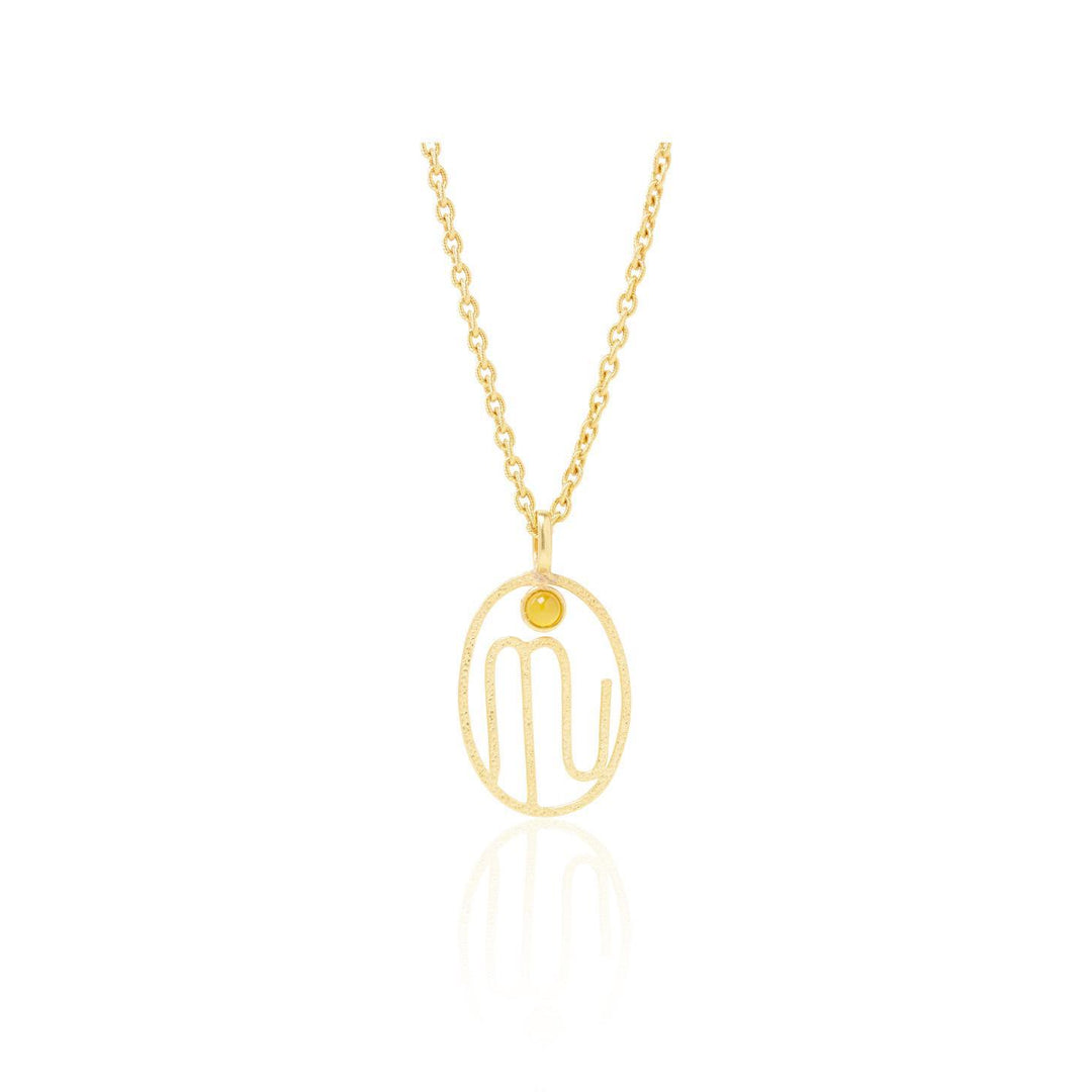 Olivenorma Hollow Zodiac Rune Birthstone Necklace - Scorpio &Citrine - image 14