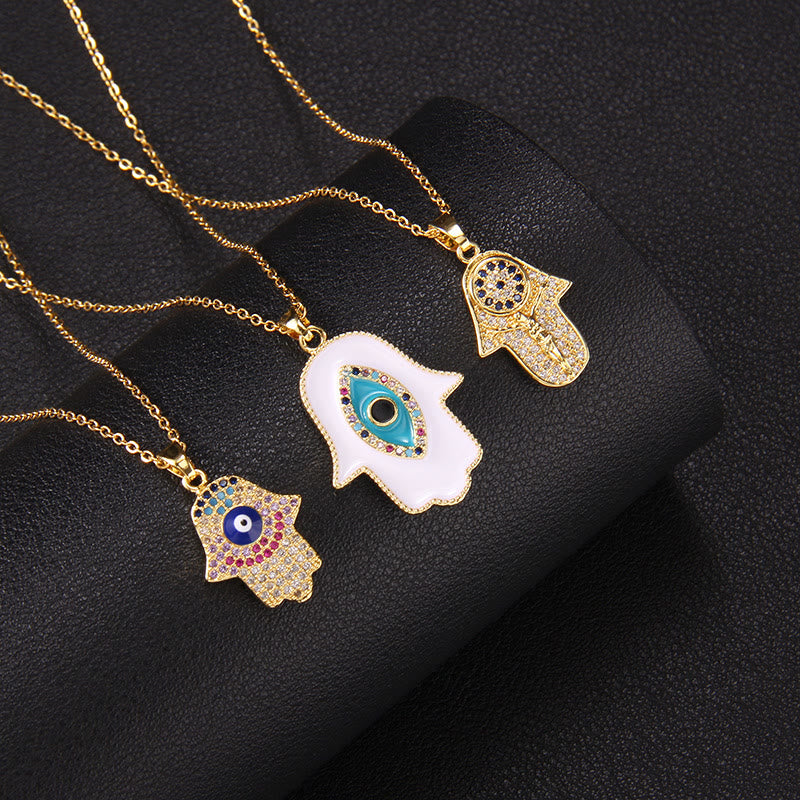 Olivenorma "Good Fortune" Hamsa With Evil Eye Necklace  - image 1