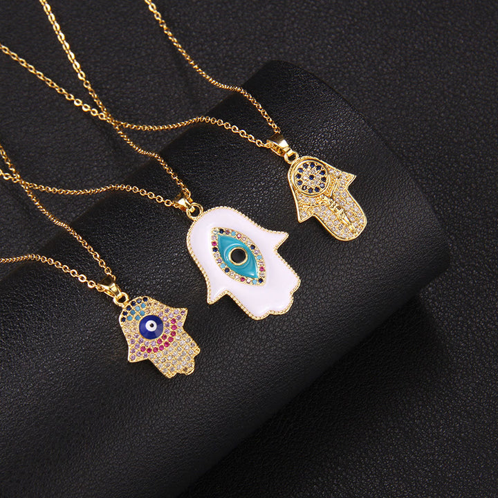 Olivenorma "Good Fortune" Hamsa With Evil Eye Necklace  - image 1