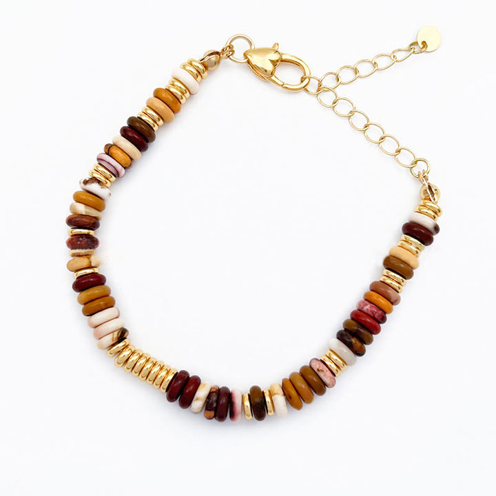 Olivenorma Sunset Frisbee Beaded Natural Agate Clavicle Necklace - image 7
