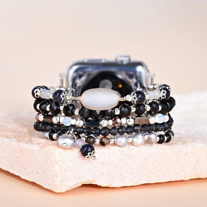 Olivenorma Obsidian White Agate Apple Watch Strap Wrap Bracelet - image 2