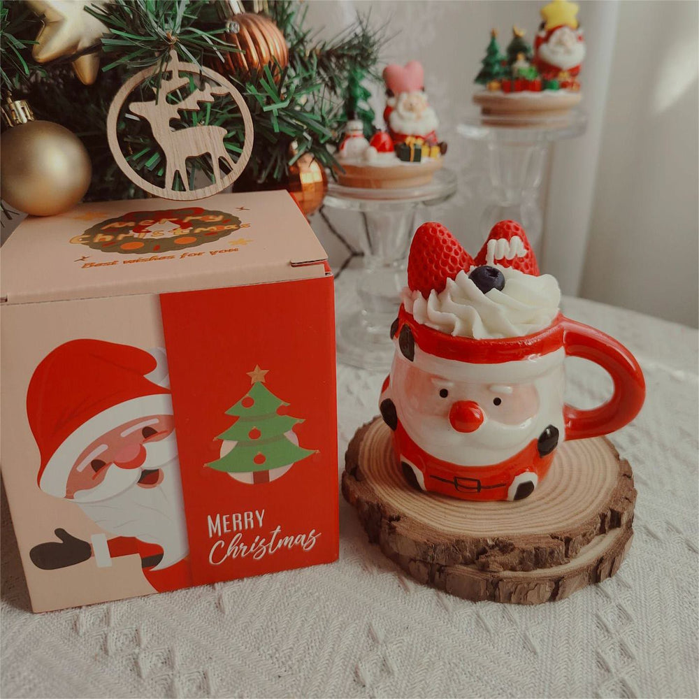 Olivenorma Christmas Santa Claus Snowman Elk Cup Candle - Strawberry Santa Cup-10*7*10.5cm - image 1
