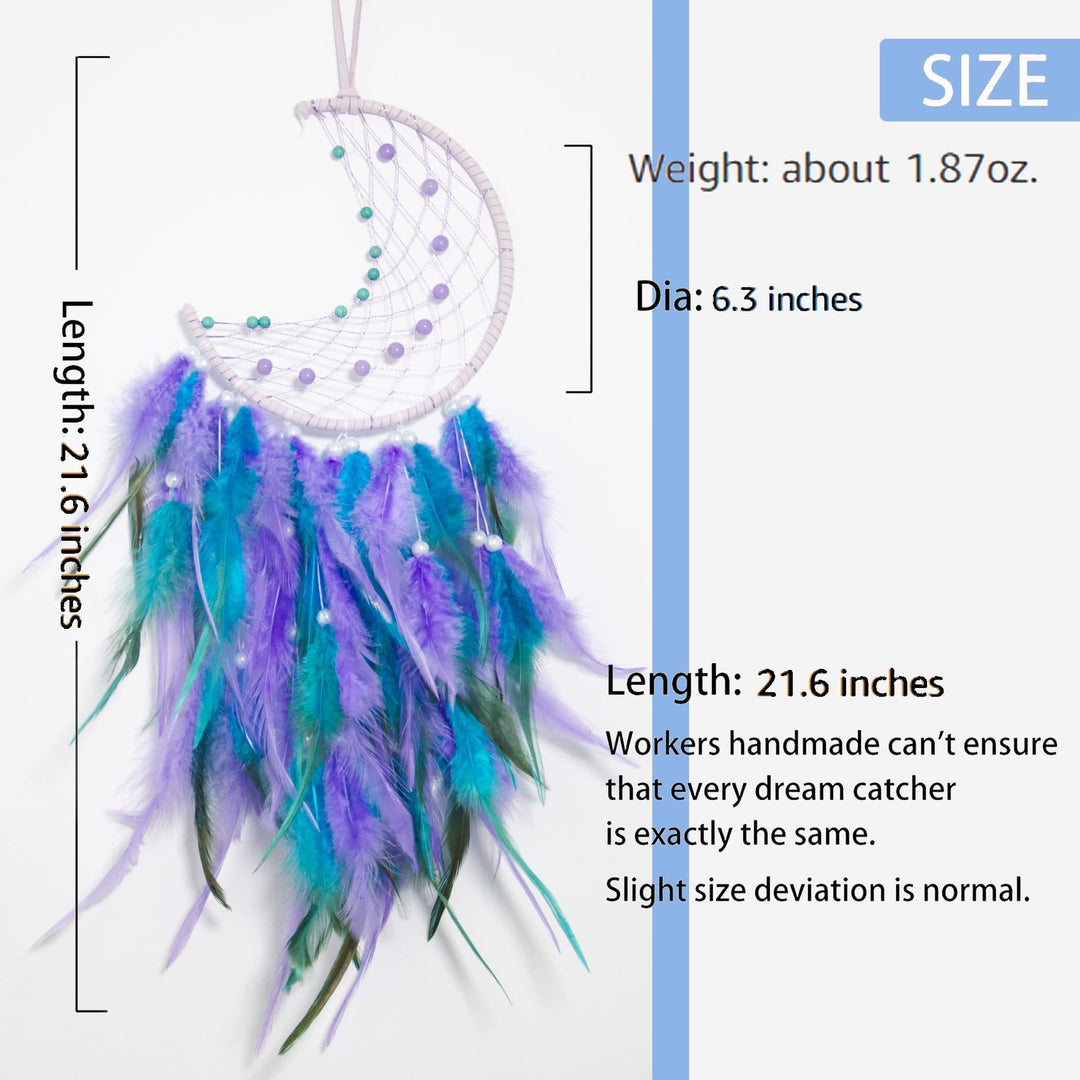 Olivenorma Handmade Beaded Turquoise Purple Jade Moon Dream Catcher - image 6