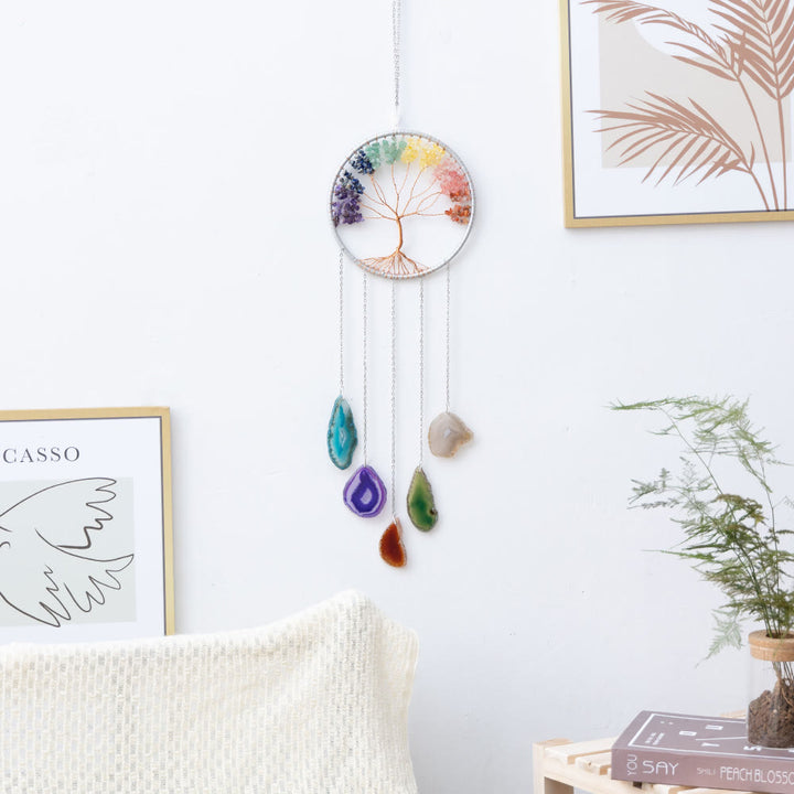 Olivenorma Chakra Agate Tree of Life Ornament Wall Decor - Tree of Life - image 0