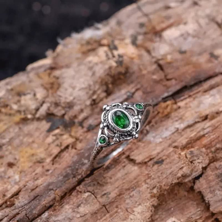 Olivenorma Natural Oval Emerald Engraved Ring - image 1