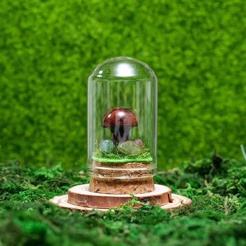 Olivenorma Glass Cover Natural Crystal Mushroom Decoration - Mahogany Obsidian - image 14