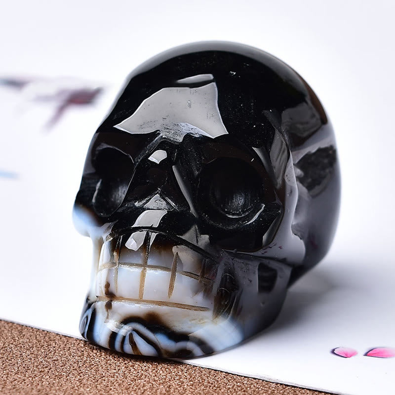Olivenorma Crystal Engraved Skull Crafts Gemstone Decoration - Black Onyx - image 29