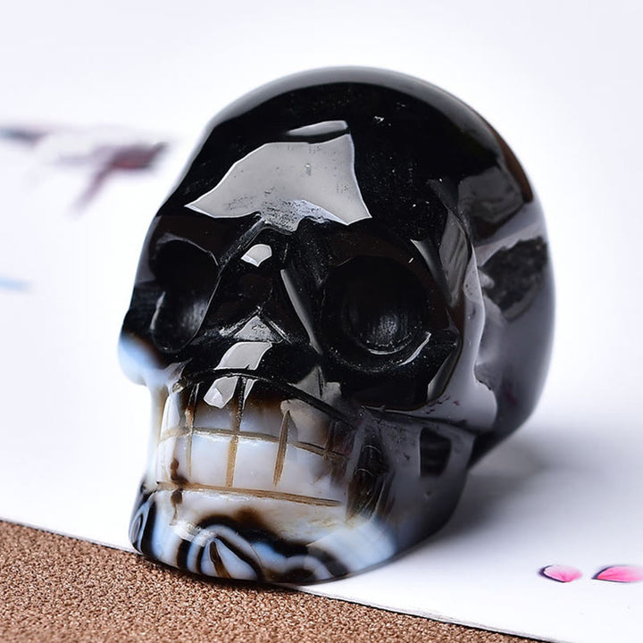 Olivenorma Crystal Engraved Skull Crafts Gemstone Decoration - Black Onyx - image 29