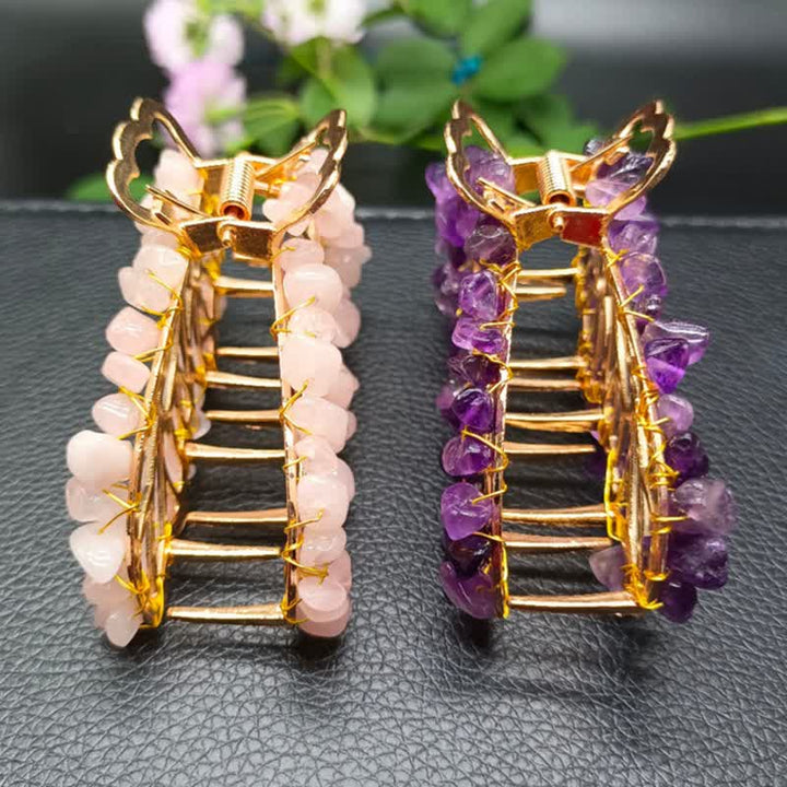 Amethyst Or Rose Quartz Butterfly Shape Hairpin - image 12