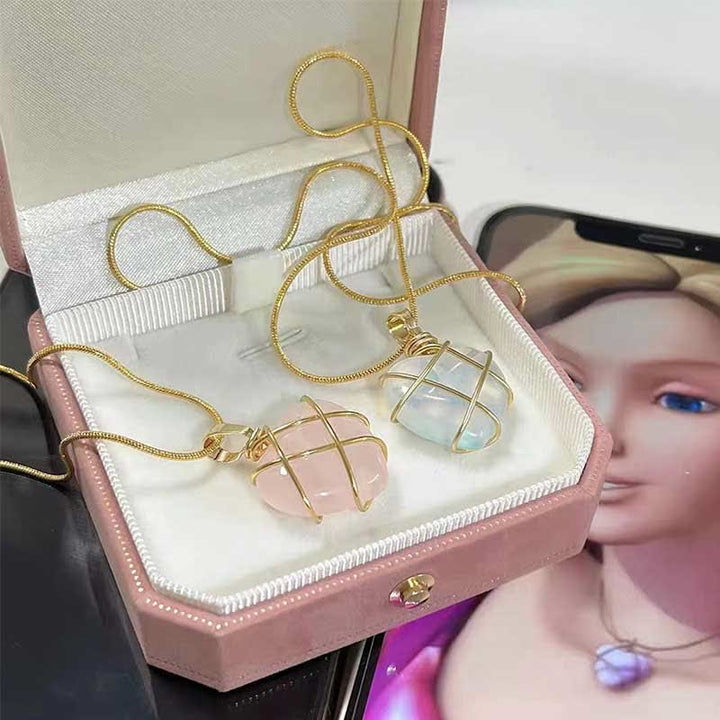 Olivenorma Rose Quartz Heart Shape Gemstone Necklace - image 11