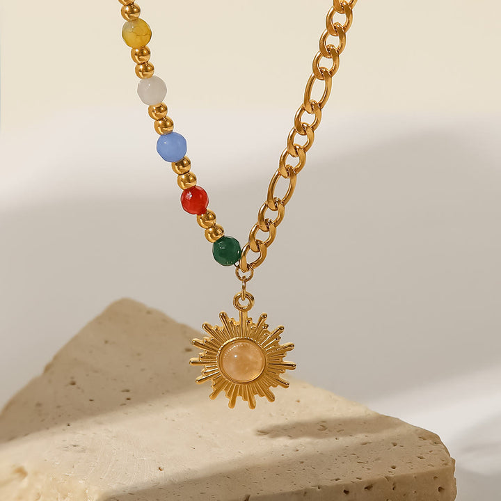 Olivenorma Opal Sun Shape Pendant Necklace - image 6