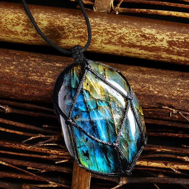 Olivenorma Wrapped Dragons Heart Natural Labradorite Stone Necklace - image 2