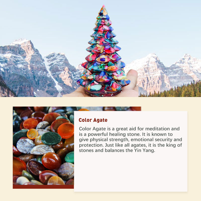 Olivenorma Multi-Color Natural Crystal Christmas Tree Gemstone Decoration - image 2