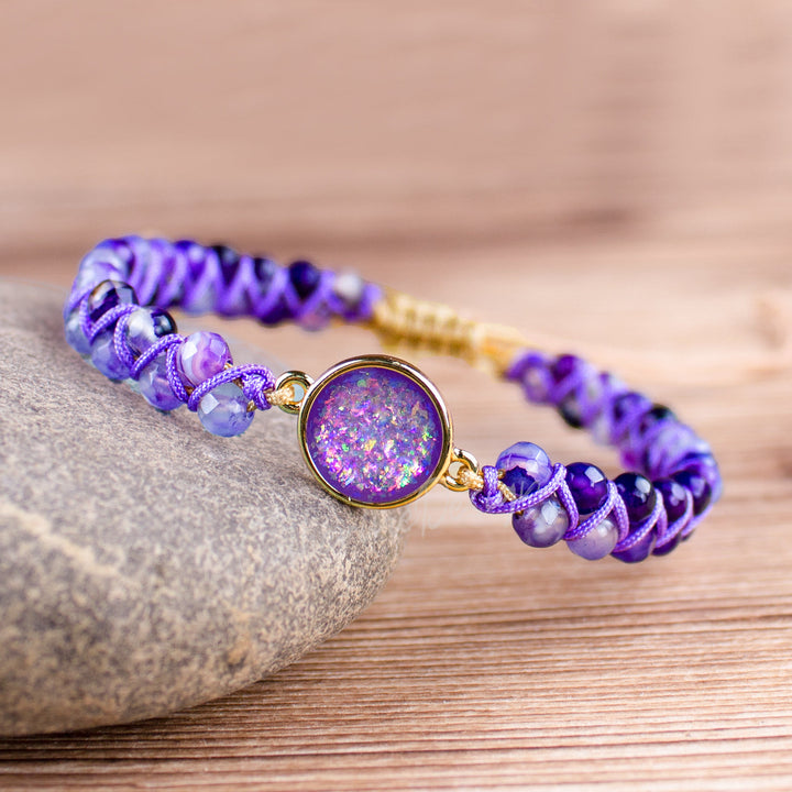 Olivenorma Purple Agate Woven Women's Bracelet - image 5