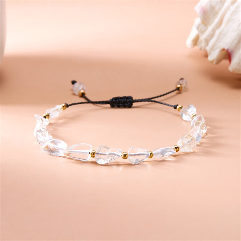 Olivenorma Natural Irregular Stone Beads Hand Woven Bracelet - Clear Crystal - image 8