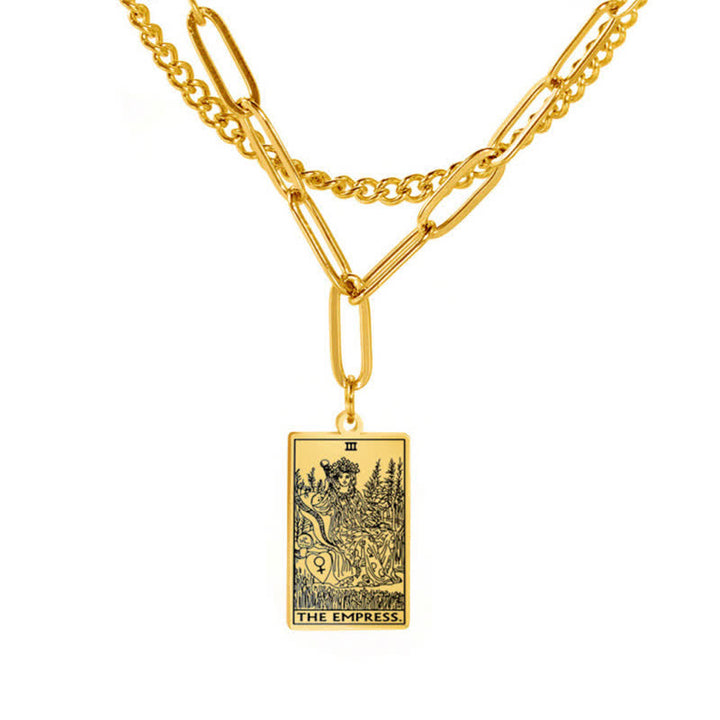 Olivenorma Tarot Card Double Chain Necklace - Gold - The Empress - image 6