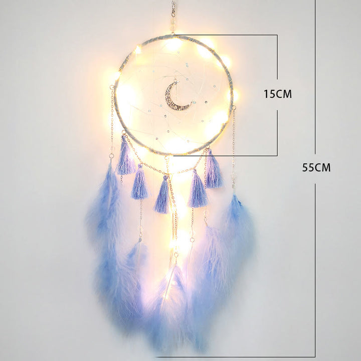 Olivenorma Fairy White Feather Moon Pendant Dream Catcher - image 11