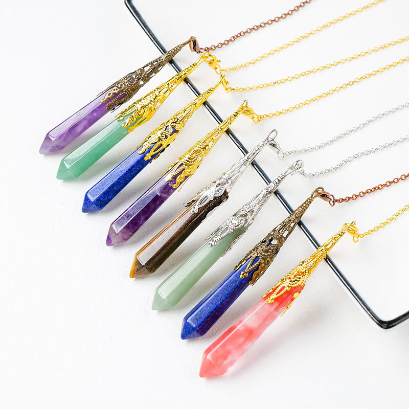Olivenorma Natural Crystal Golden Silver Color Copper Chain Pendulum - image 0