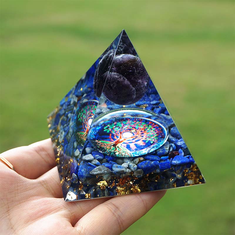 Olivenorma Amethyst With Lapis Lazuli Reki Orgone Pyramid - image 1
