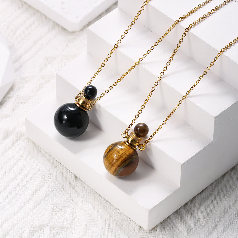 Olivenorma Round Stone Perfume Bottle Pendant Pendants Necklace - image 12