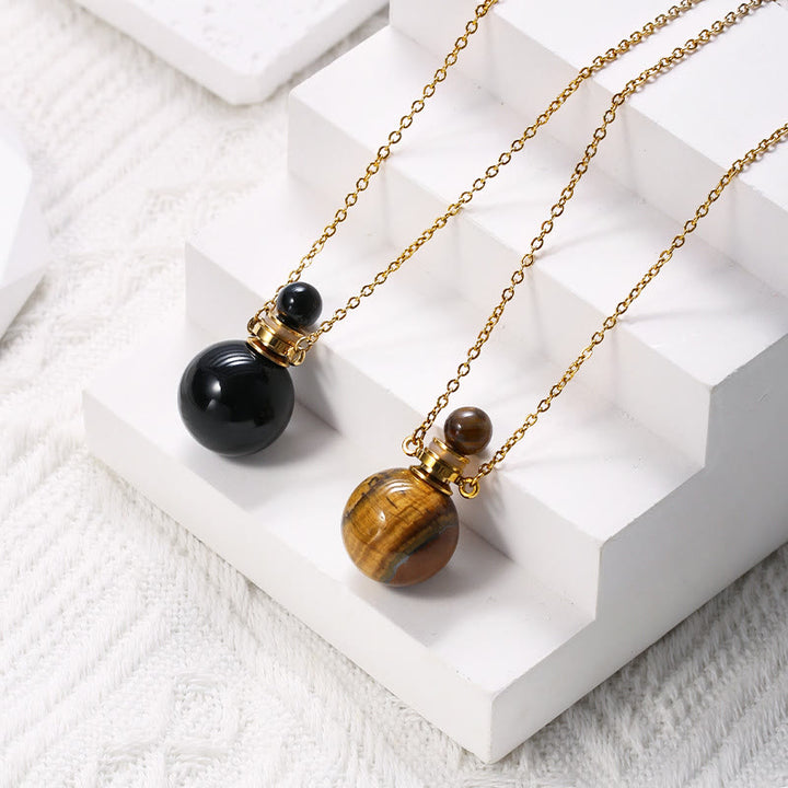 Olivenorma Round Stone Perfume Bottle Pendant Pendants Necklace - image 12