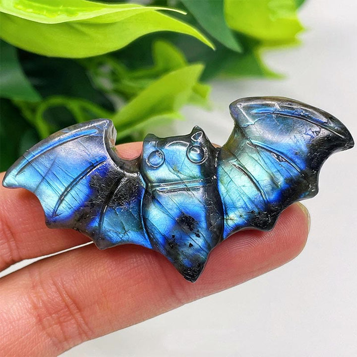 Olivenorma Natural Labradorite Moon Face Ornaments Gemstone Decoration - Bat #Labradorite - image 26