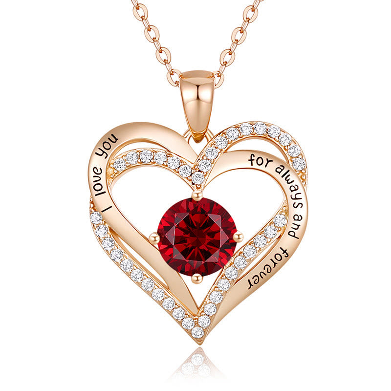 Olivenorma "I love you for always and forever" - Birtshtone Heart Necklace - Rosegold - January - image 0