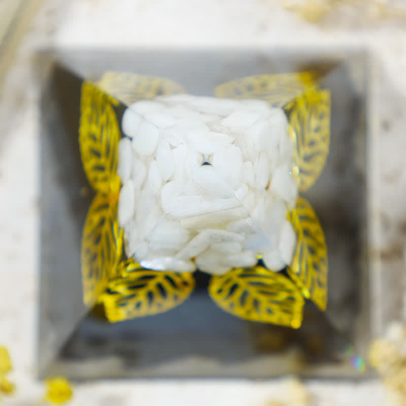 Olivenorma White Jade With Black Tourmaline Leaf Orgone Pyramid  - image 3
