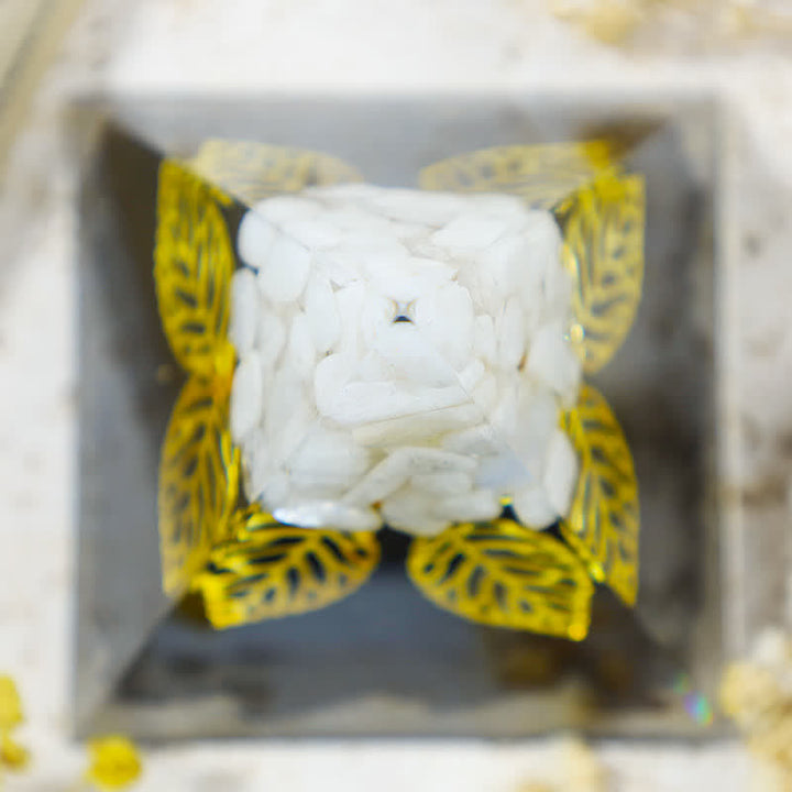 Olivenorma White Jade With Black Tourmaline Leaf Orgone Pyramid  - image 3